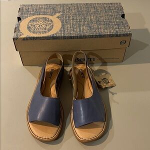 Born Inlet Women's Navy Leather Sandals Size 6 NWT in Box